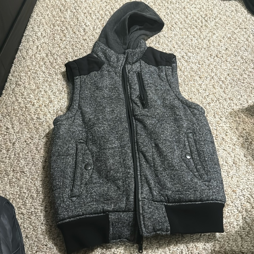 First Wave zip vest with hoodie size 10/12
